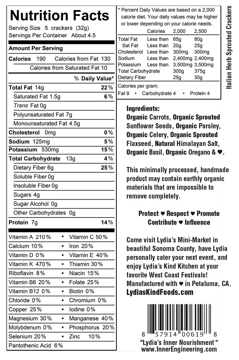 Raw Food Kale Chips Buy Raw Crackers Lydia’s Foods